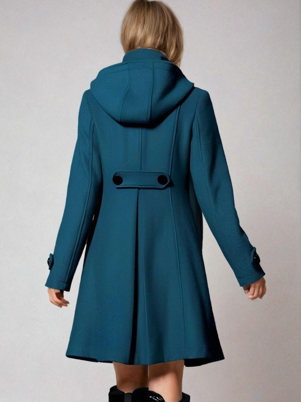 Funnel-Neck Coat in Teal – Stylish Outerwear for Casual and Smart Events