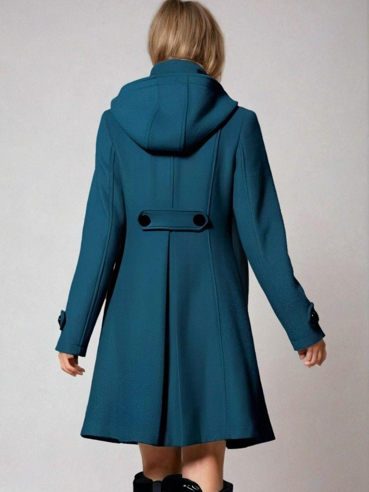 Funnel-Neck Coat in Teal – Stylish Outerwear for Casual and Smart Events