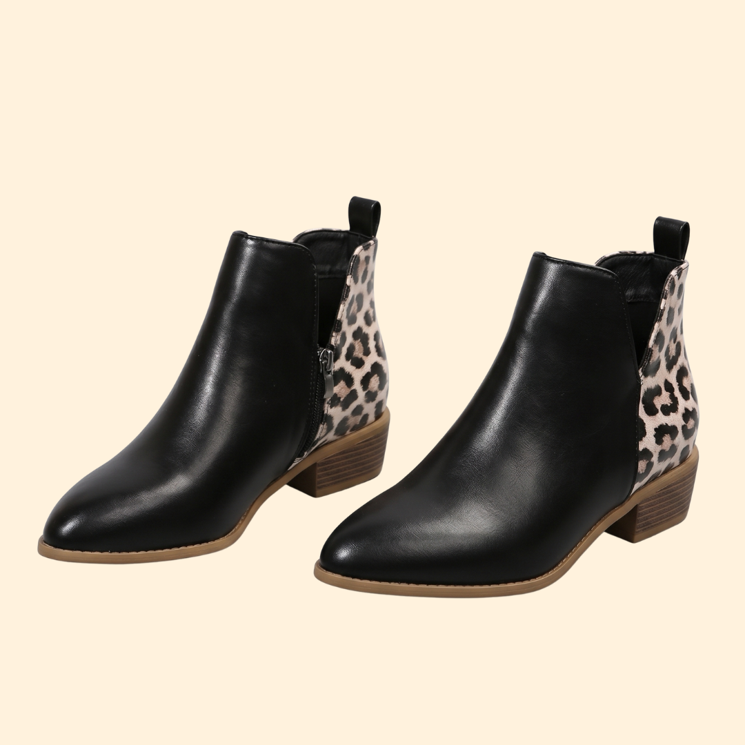 Women's Leather Low Heel Boots – Stylish Footwear for Casual Outings, Everyday Wear