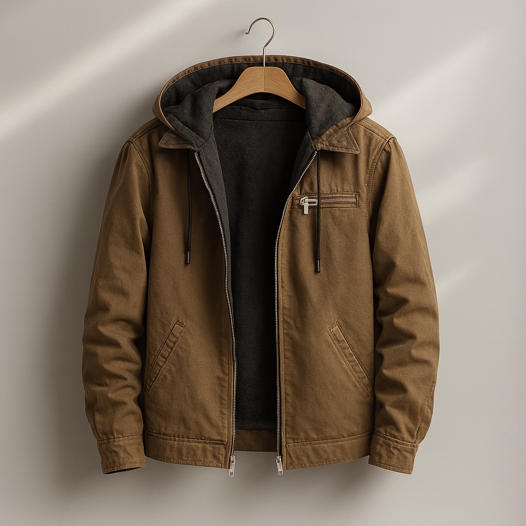 Lined Jacket in Brown and Green – Casual Wear, Outdoor Activities