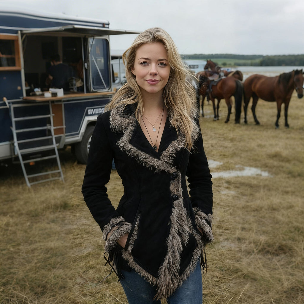 Shearling-Trimmed Jacket for Winter | Stylish Suede – Outdoor, Casual