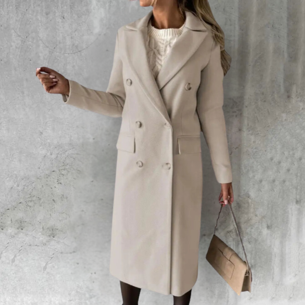 Luxe Wool Trench Coat in Blue or Beige – Office, Casual, Everyday Wear