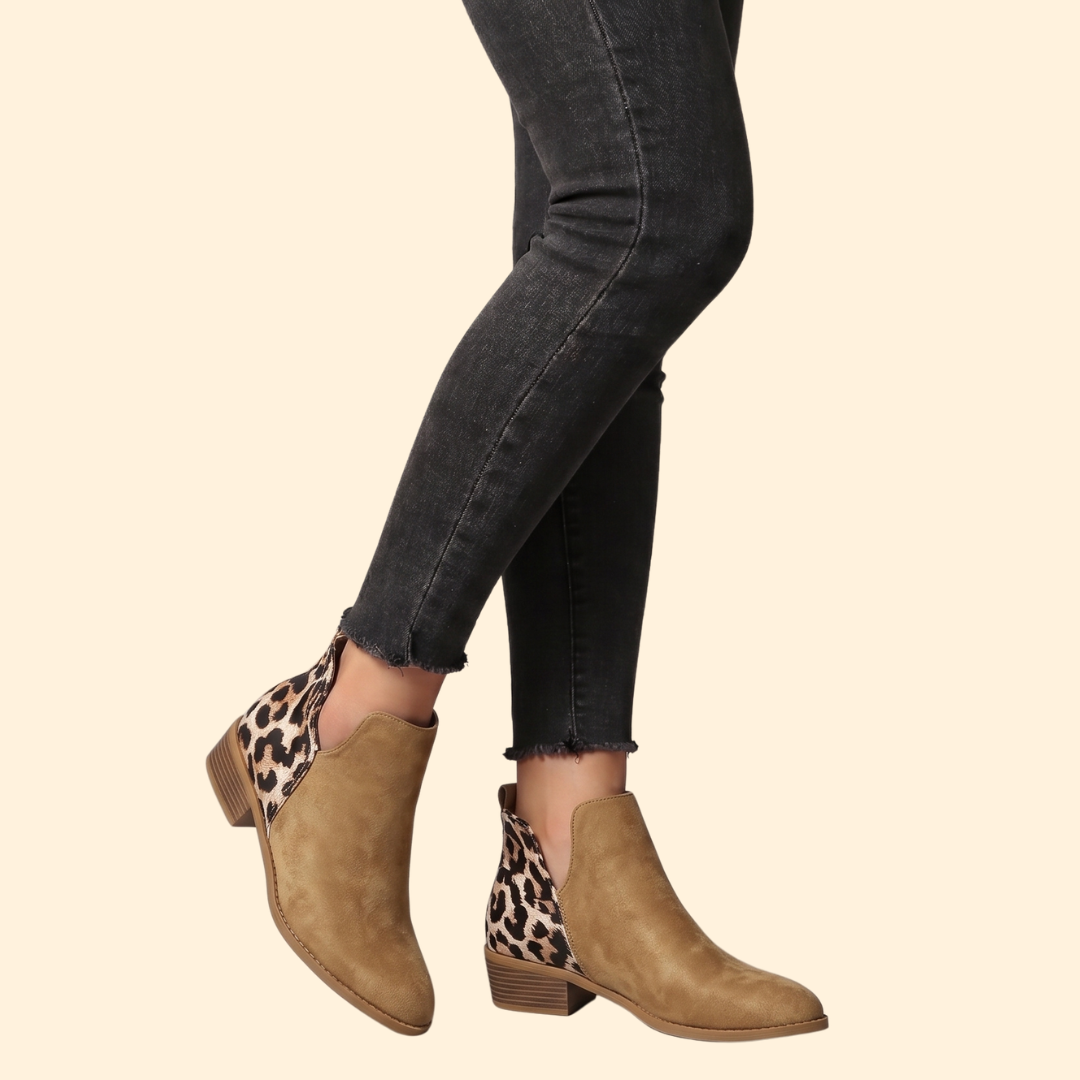 Women's Leather Low Heel Boots – Stylish Footwear for Casual Outings, Everyday Wear