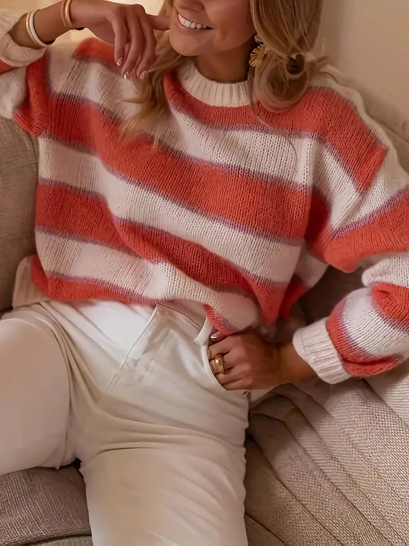 Blush Stripe Jumper – Relaxed Fit, Soft Knit – Casual, Everyday Wear