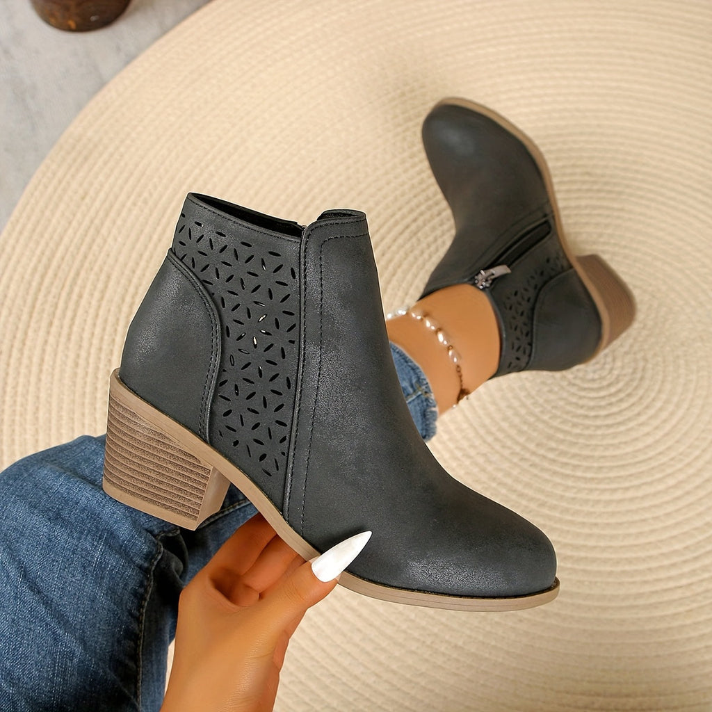 Orthopaedic Boots with Back Zipper and Block Heel – Comfort, Everyday Wear