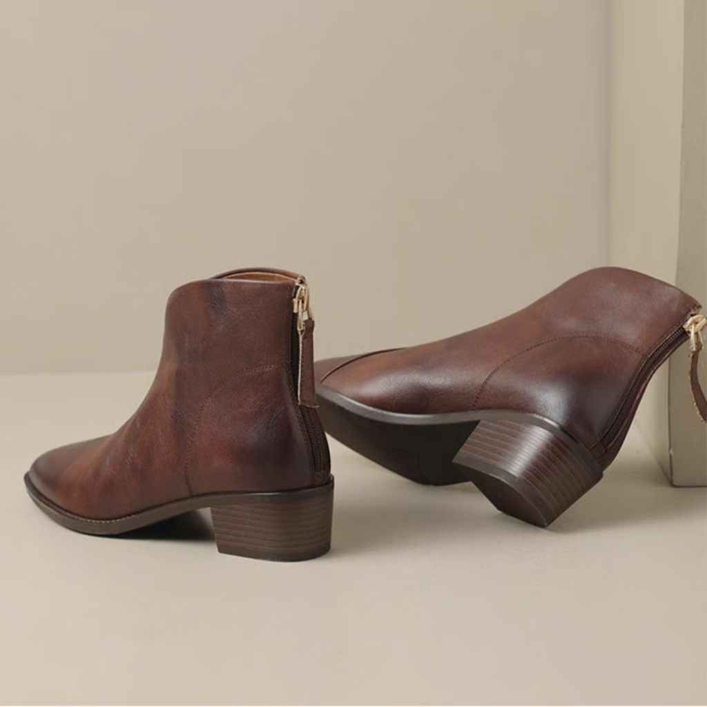 Elegant Ankle Boots in Black Leather – Office, Casual Wear