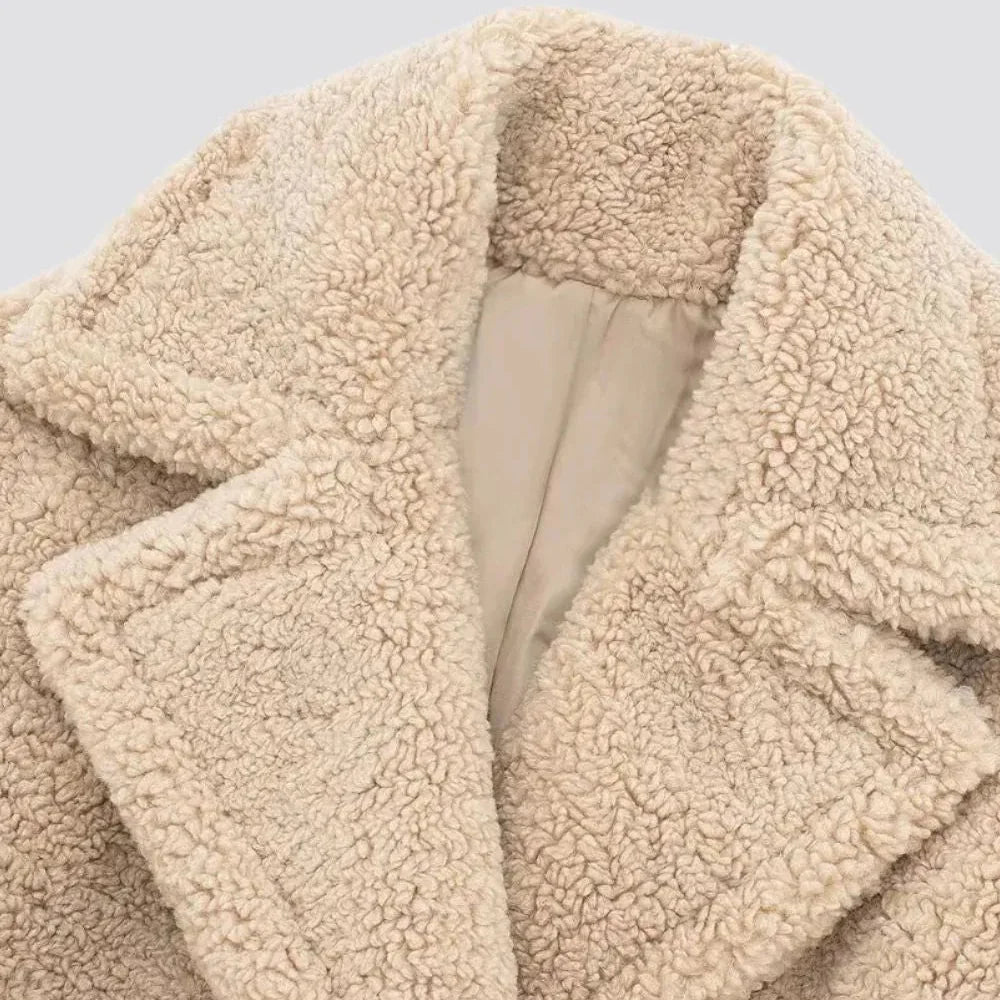Women's Teddy Coat | Long Double-Breasted Faux Fur – Winter Wear, Stylish Outerwear