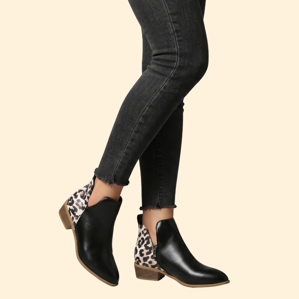 Women's Leather Low Heel Boots – Stylish Footwear for Casual Outings, Everyday Wear