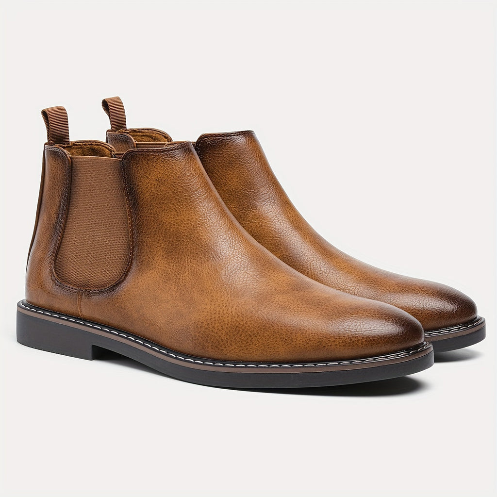 Men's Leather Chelsea Boots with Elastic Gussets – Casual, Everyday Wear