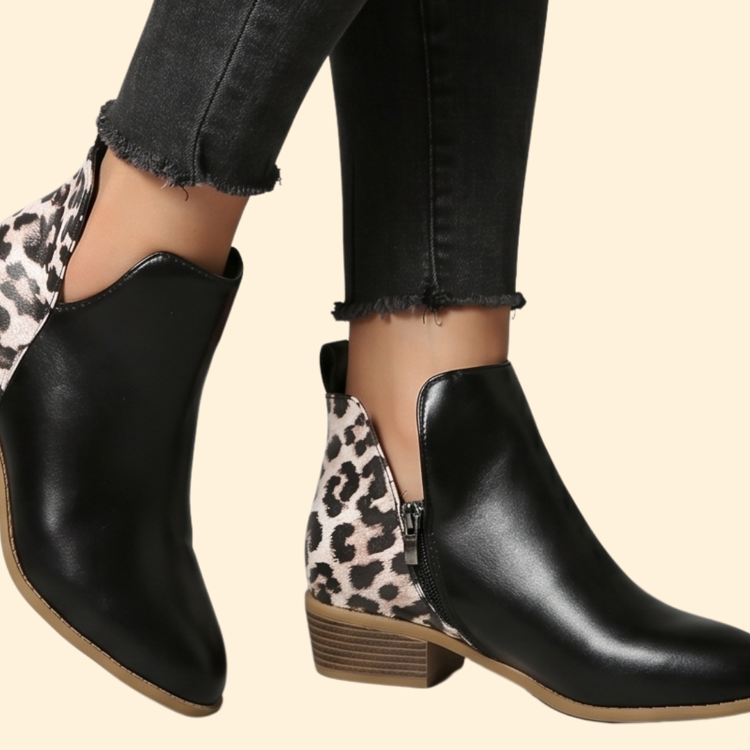 Women's Leather Low Heel Boots – Stylish Footwear for Casual Outings, Everyday Wear