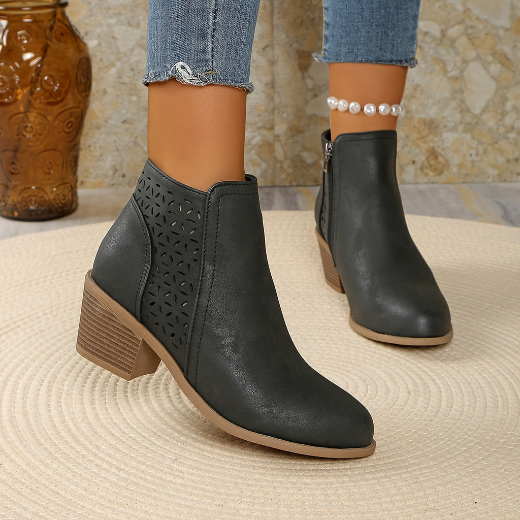 Orthopaedic Boots with Back Zipper and Block Heel – Comfort, Everyday Wear