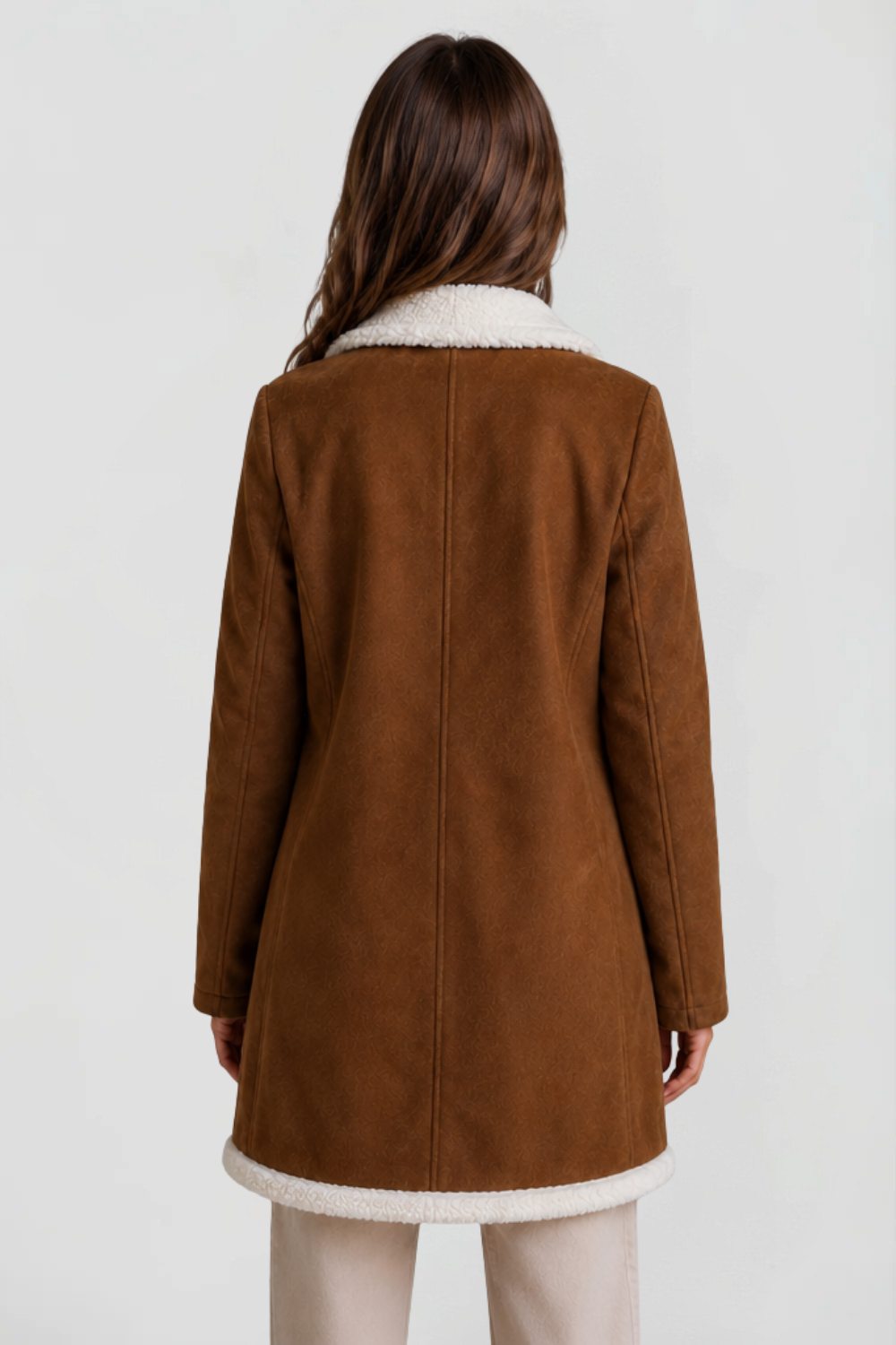 Longline Shearling Coat in Suede – Stylish Layering, Winter Warmth