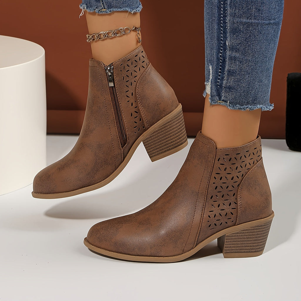 Orthopaedic Boots with Back Zipper and Block Heel – Comfort, Everyday Wear
