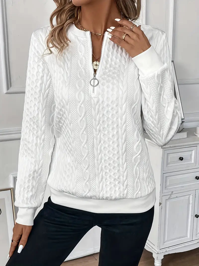 White Cable Knit Jumper – Casual Wear, Everyday Style