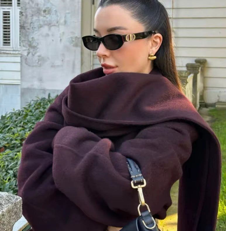 Bordeaux Wrap Coat – Stylish Women's Outerwear, Perfect for Everyday Wear, Casual Outings