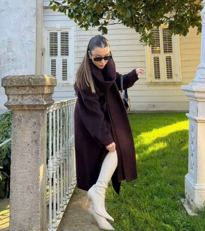 Bordeaux Wrap Coat – Stylish Women's Outerwear, Perfect for Everyday Wear, Casual Outings