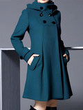 Funnel-Neck Coat in Teal – Stylish Outerwear for Casual and Smart Events