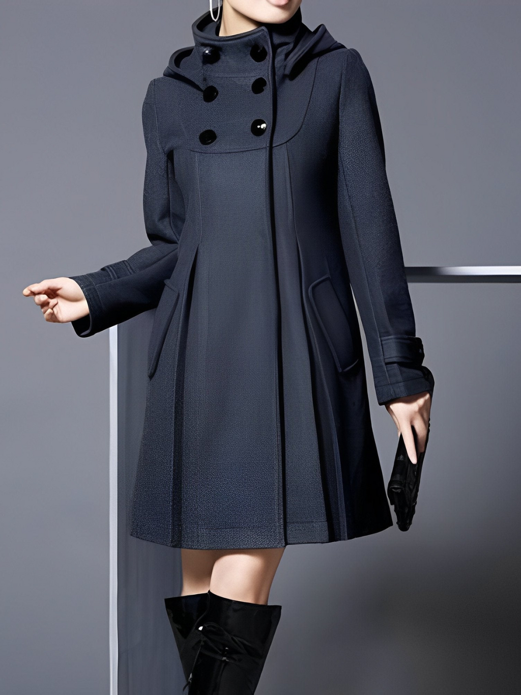 Funnel-Neck Coat in Teal – Stylish Outerwear for Casual and Smart Events