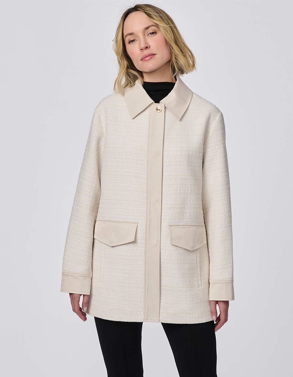 Tweed Shacket in Cream – Casual Layering, Stylish Outerwear