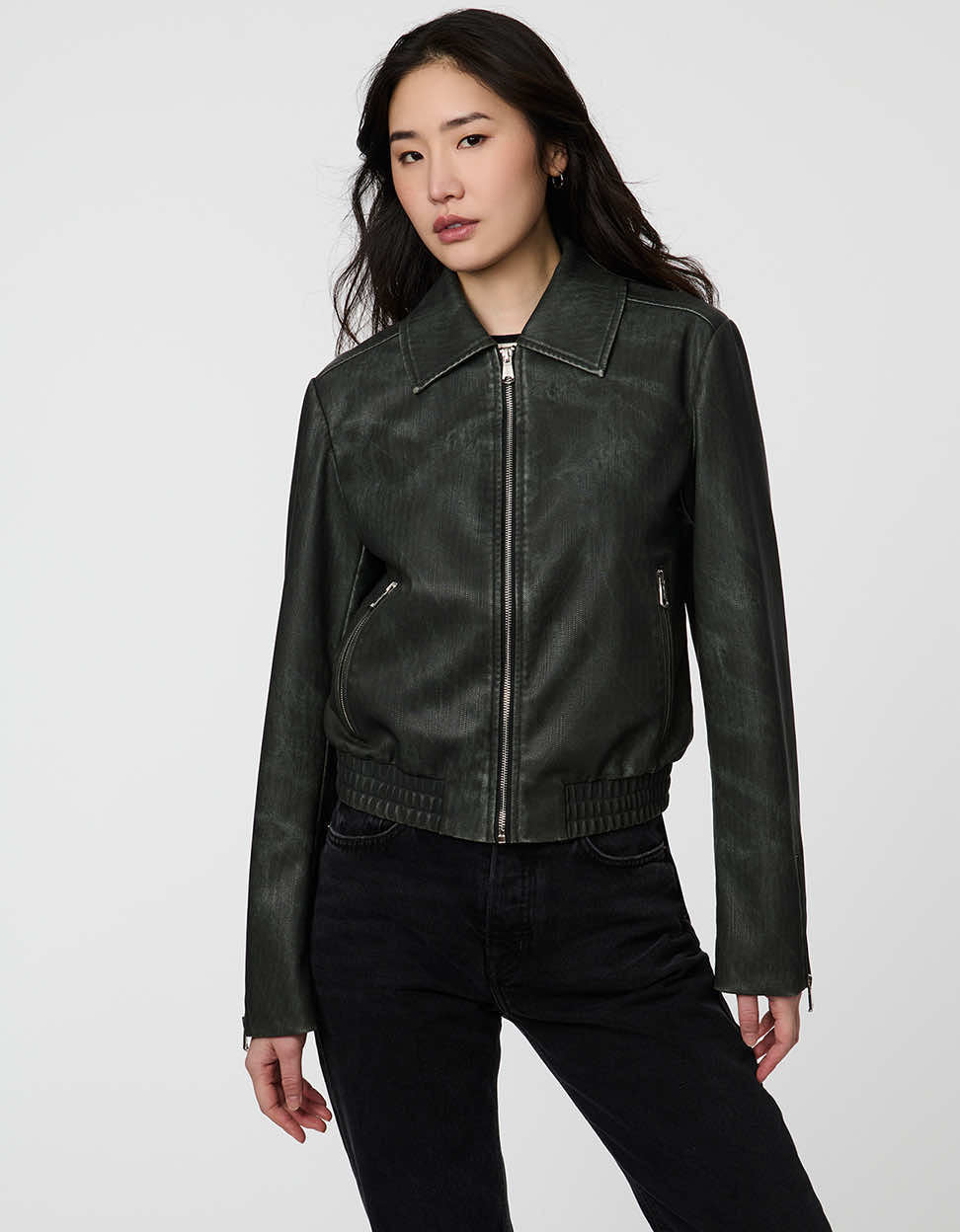 Faux Leather Bomber Jacket – Casual Wear, Everyday Style