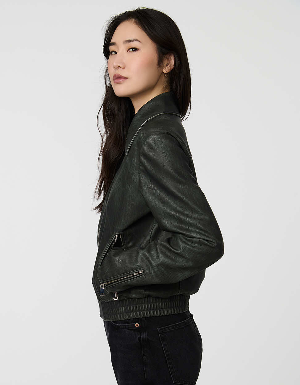 Faux Leather Bomber Jacket – Casual Wear, Everyday Style