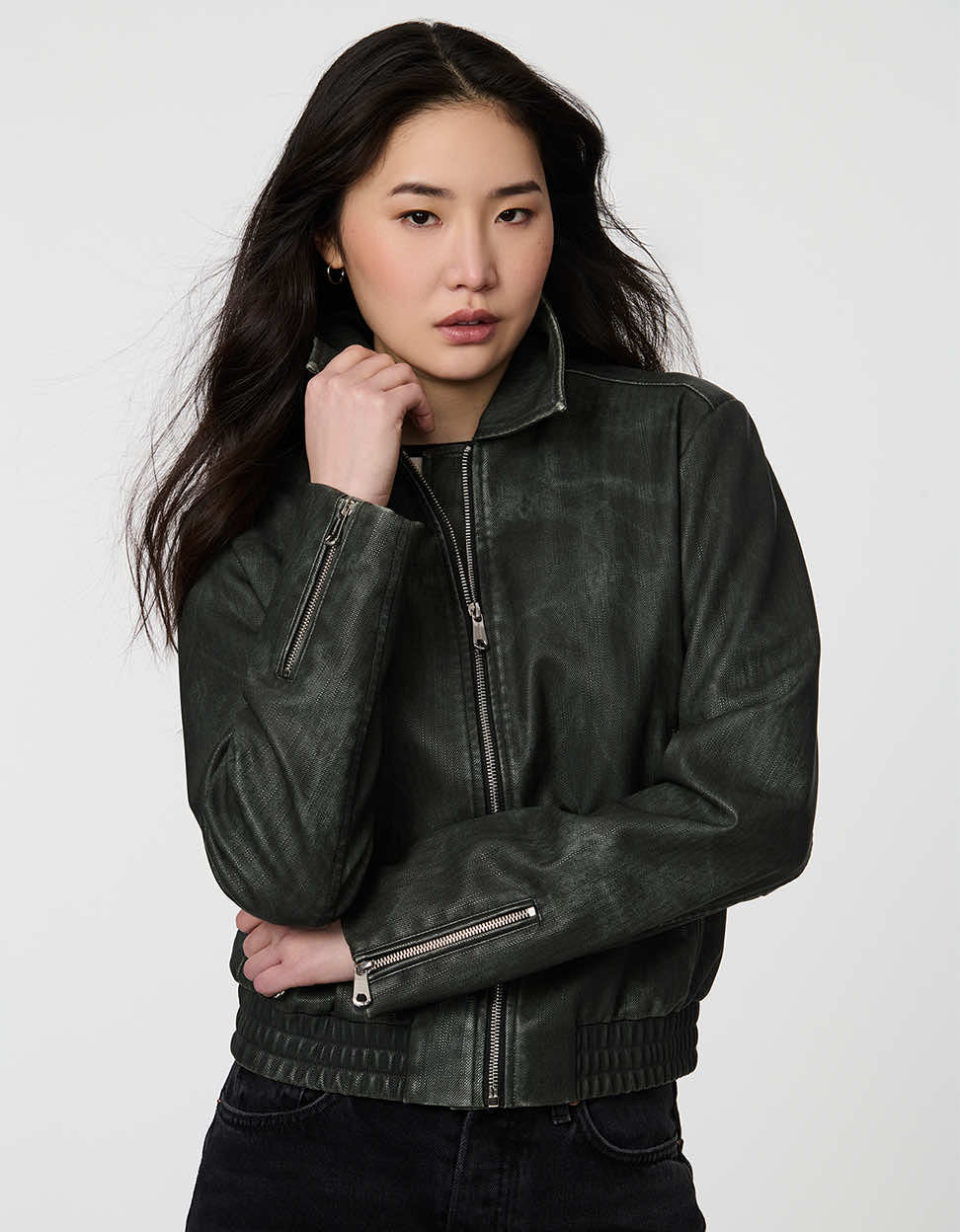 Faux Leather Bomber Jacket – Casual Wear, Everyday Style