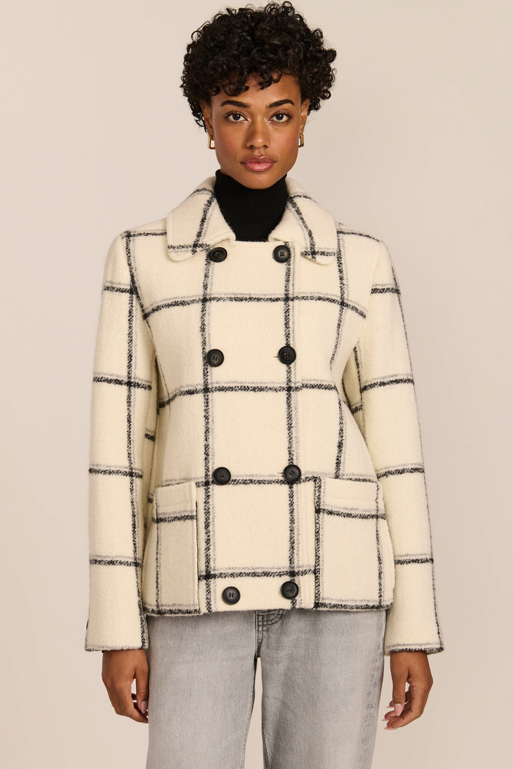 Double-Breasted Bouclé Jacket – Casual Wear, Stylish Layering