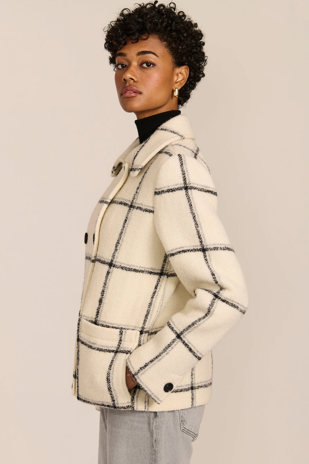 Double-Breasted Bouclé Jacket – Casual Wear, Stylish Layering