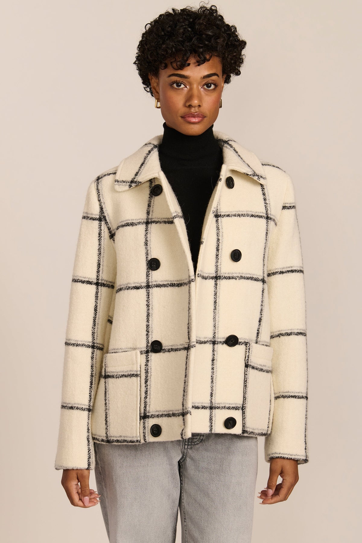 Double-Breasted Bouclé Jacket – Casual Wear, Stylish Layering