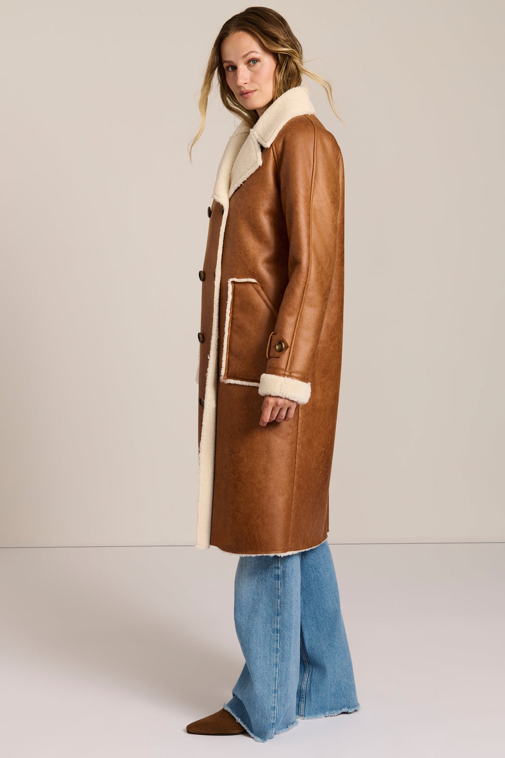 Faux Shearling Coat in Brown – Winter Warmth, Stylish Outerwear