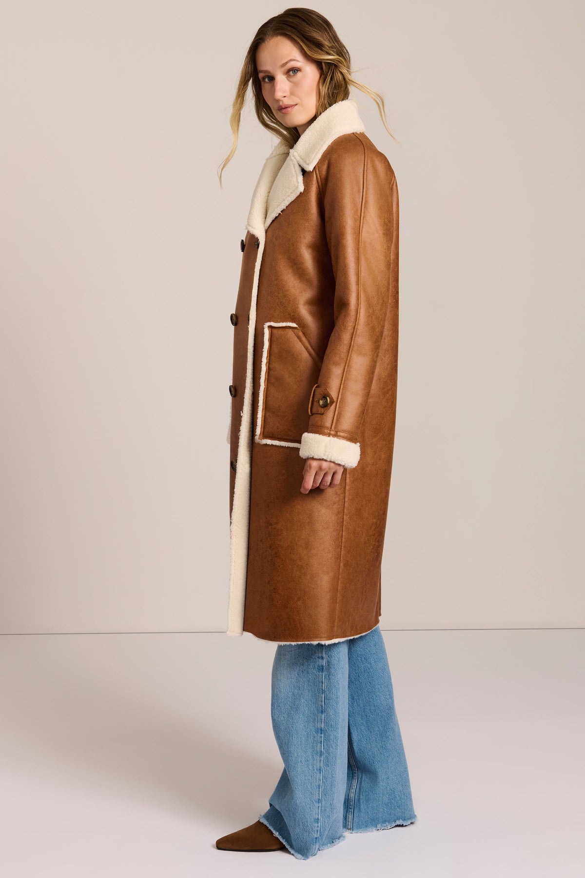 Faux Shearling Coat in Brown – Winter Warmth, Stylish Outerwear