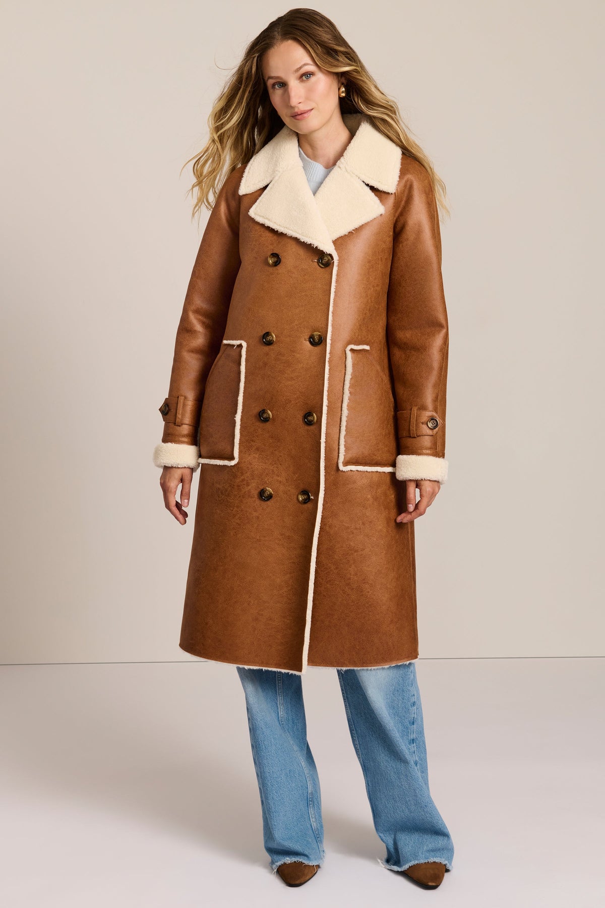 Faux Shearling Coat in Brown – Winter Warmth, Stylish Outerwear