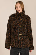 Leopard Fleece Jacket with Toggle Closures – Casual Wear, Winter Layering