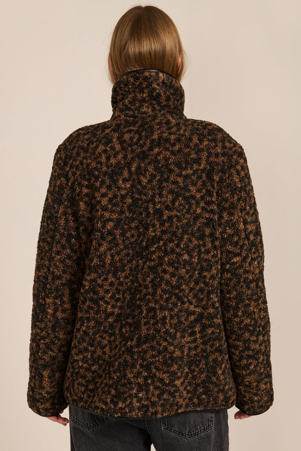 Leopard Fleece Jacket with Toggle Closures – Casual Wear, Winter Layering