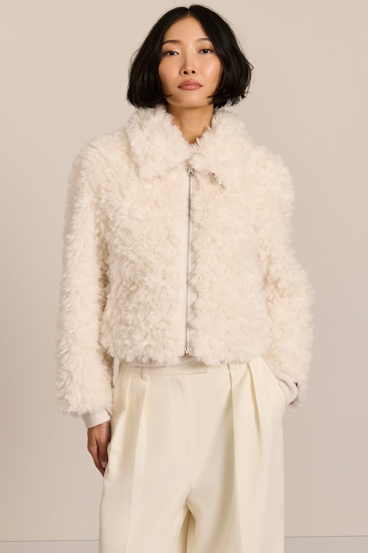 Curly Faux Fur Jacket – Women’s, Cosy, Casual, Everyday Wear, Winter Fashion