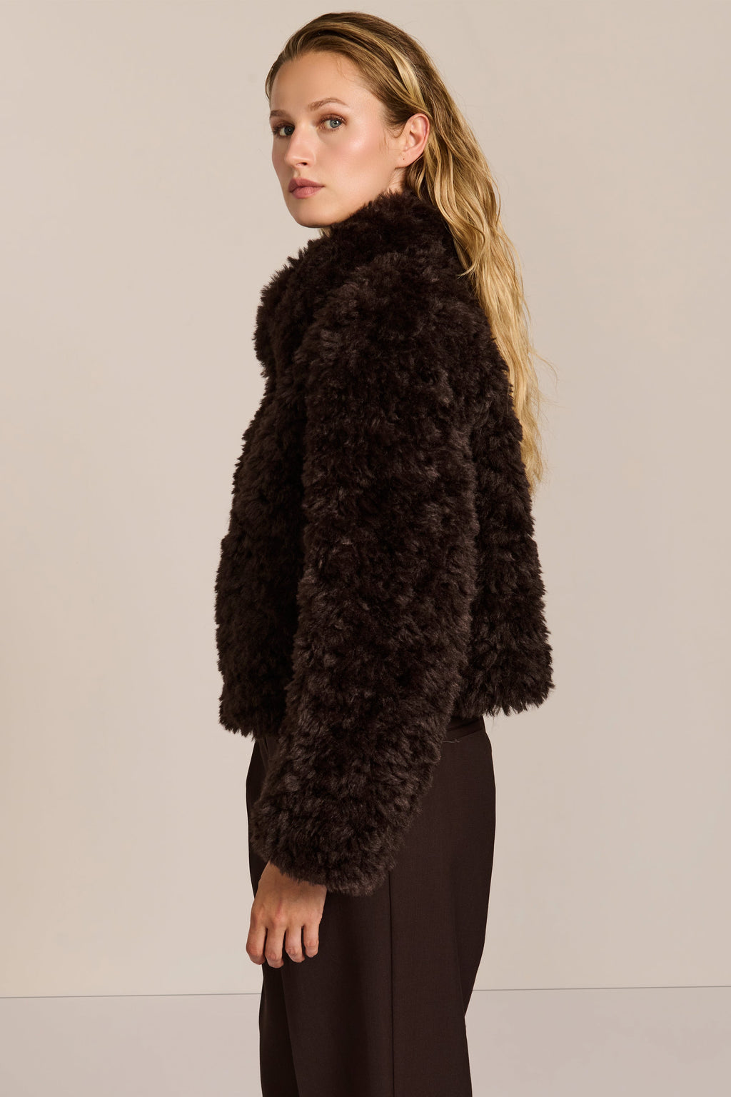 Curly Faux Fur Jacket – Women's Casual Outerwear, Winter Layering