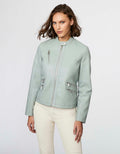 Vegan Leather Jacket in Light Green – Casual Wear, Everyday Style