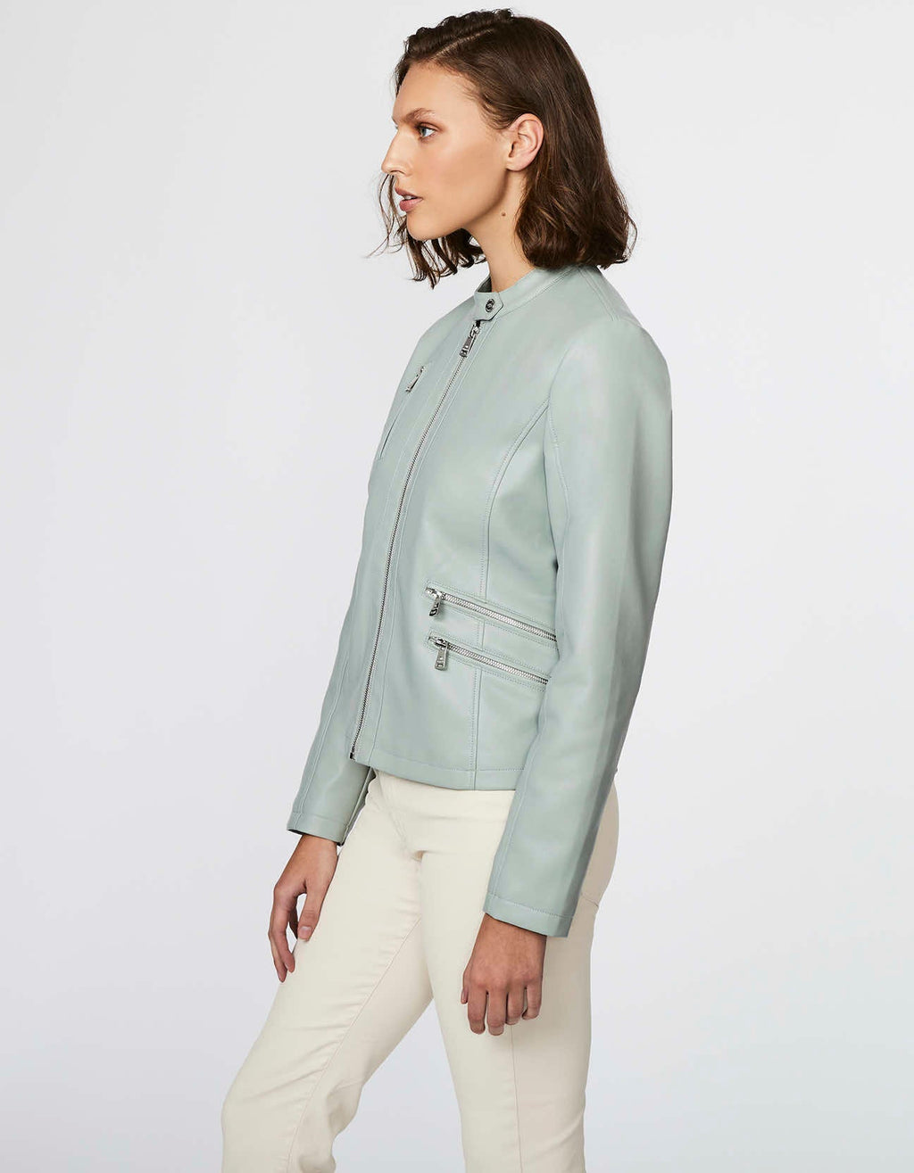 Vegan Leather Jacket in Light Green – Casual Wear, Everyday Style