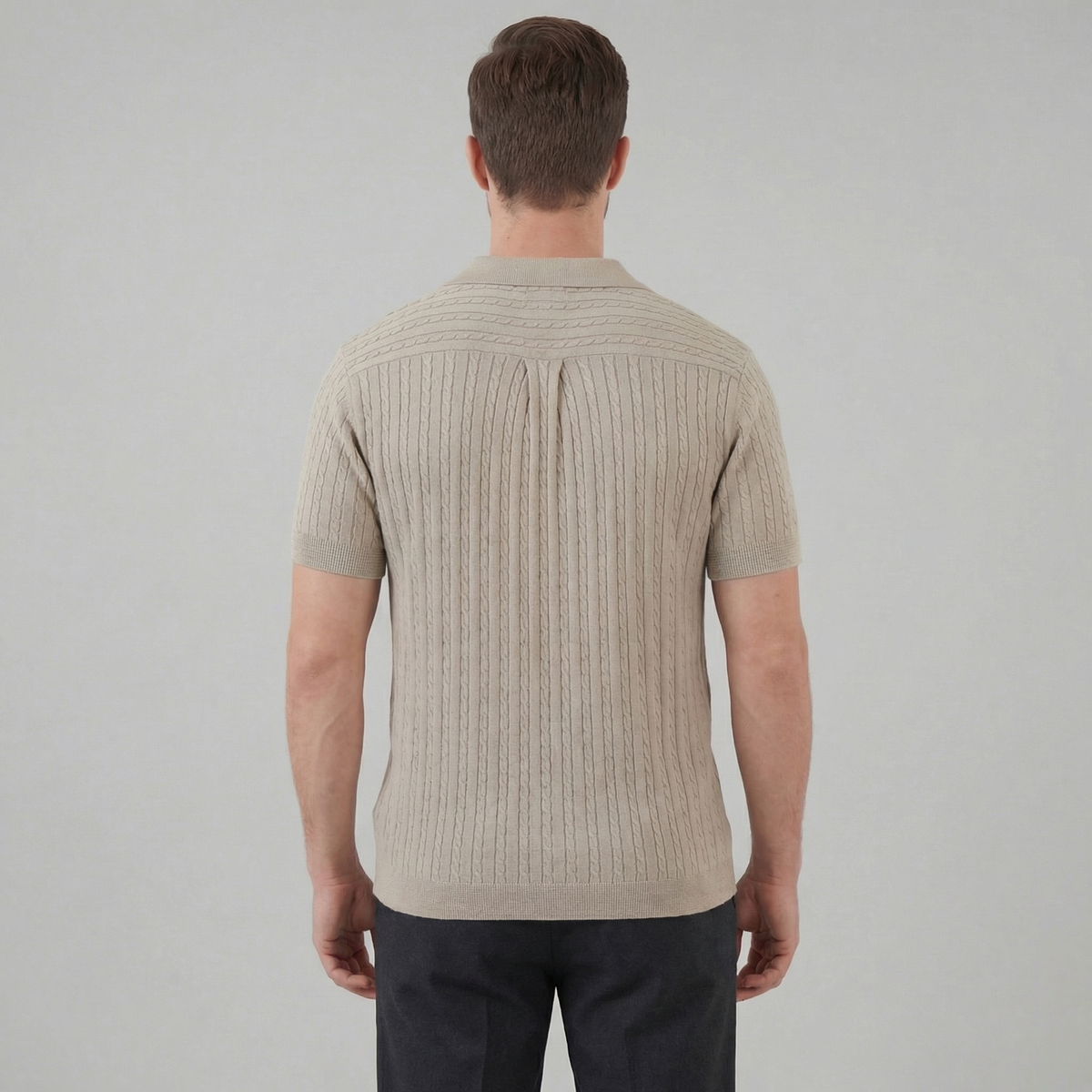 Cable Knit Short Sleeve Shirt for Men - Casual Knitwear for Warm Weather