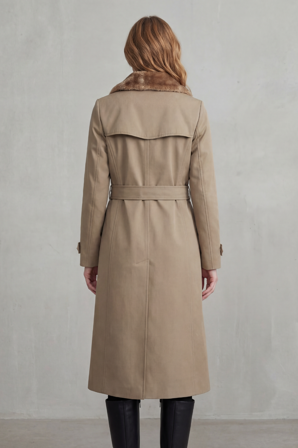 Women's Double-Breasted Winter Coat with Faux Fur Lining – Stylish, Cosy Layering, Everyday Wear