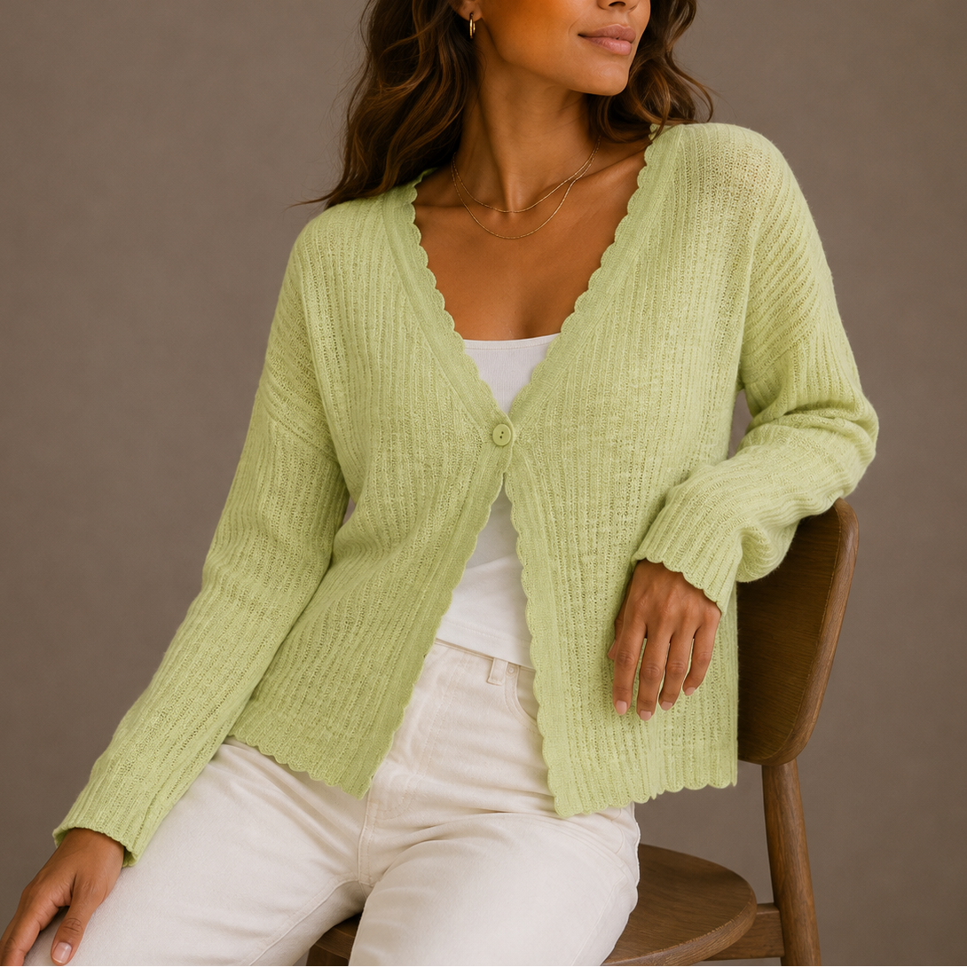 Women’s Knit Cardigan, V-Neck, Lightweight Button-Up – Casual Wear, Layering