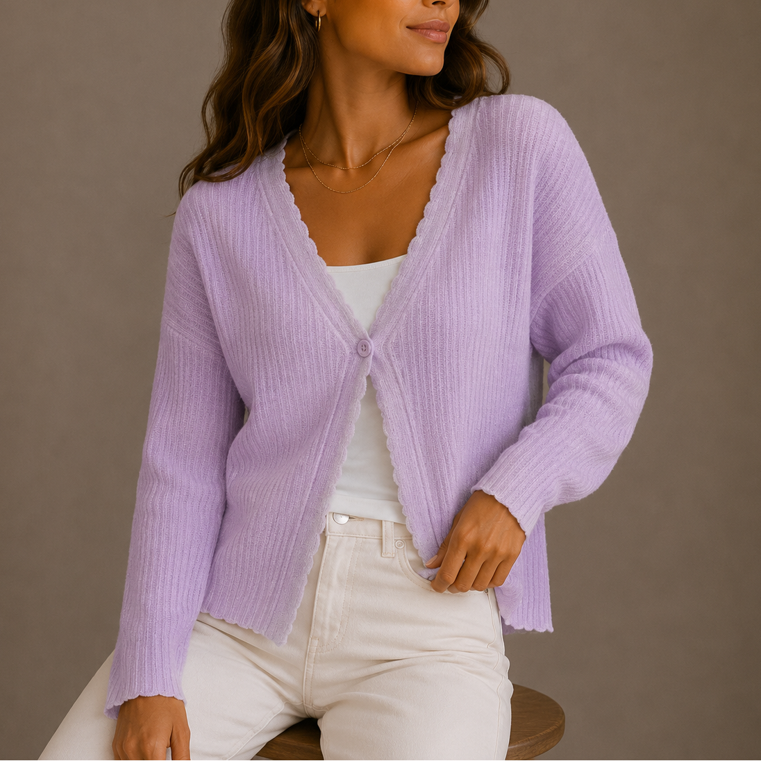 Women’s Knit Cardigan, V-Neck, Lightweight Button-Up – Casual Wear, Layering