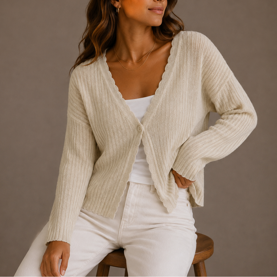 Women’s Knit Cardigan, V-Neck, Lightweight Button-Up – Casual Wear, Layering
