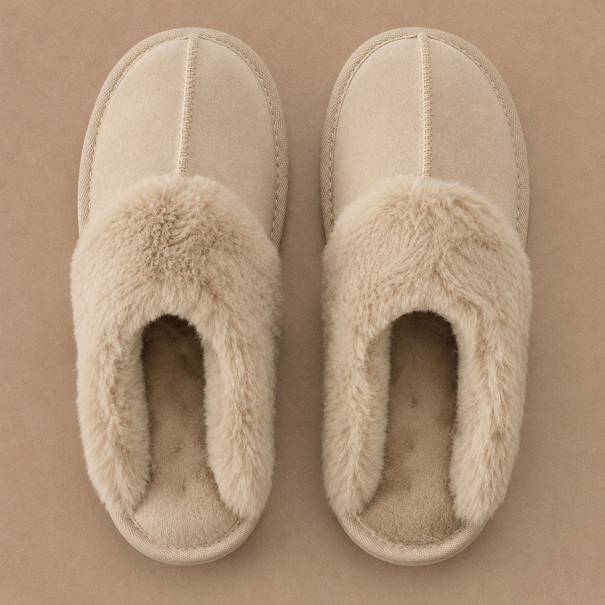 Women's Suede Mule Slippers with Warm Fur Lining – Indoor Comfort, House Relaxation