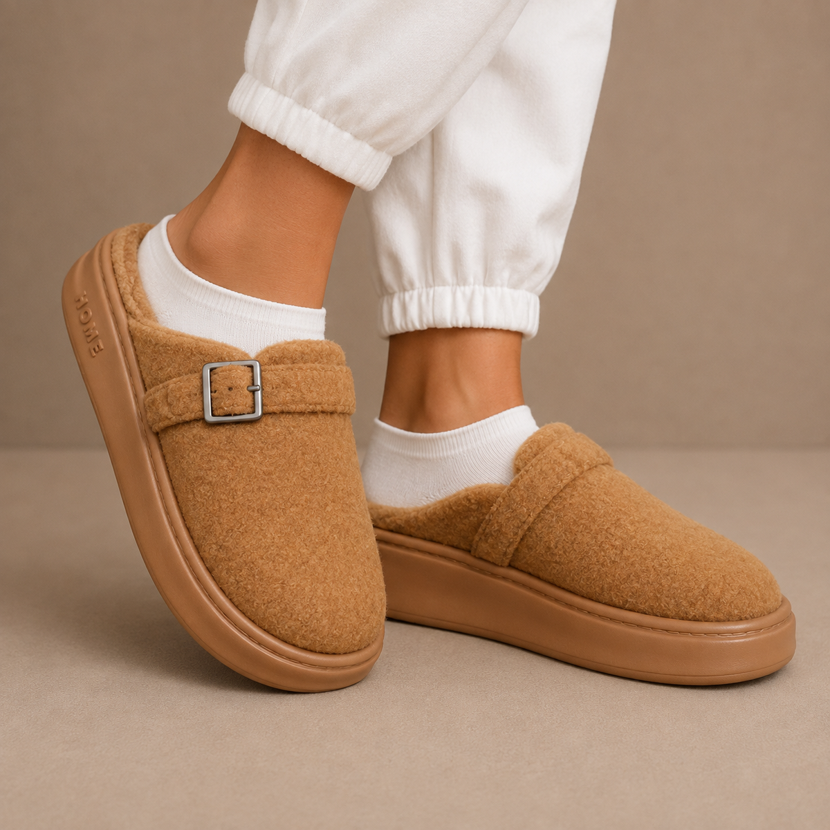 Women's Fleece Slippers – Buckle Closure, Cushioned Comfort – Home, Relaxation