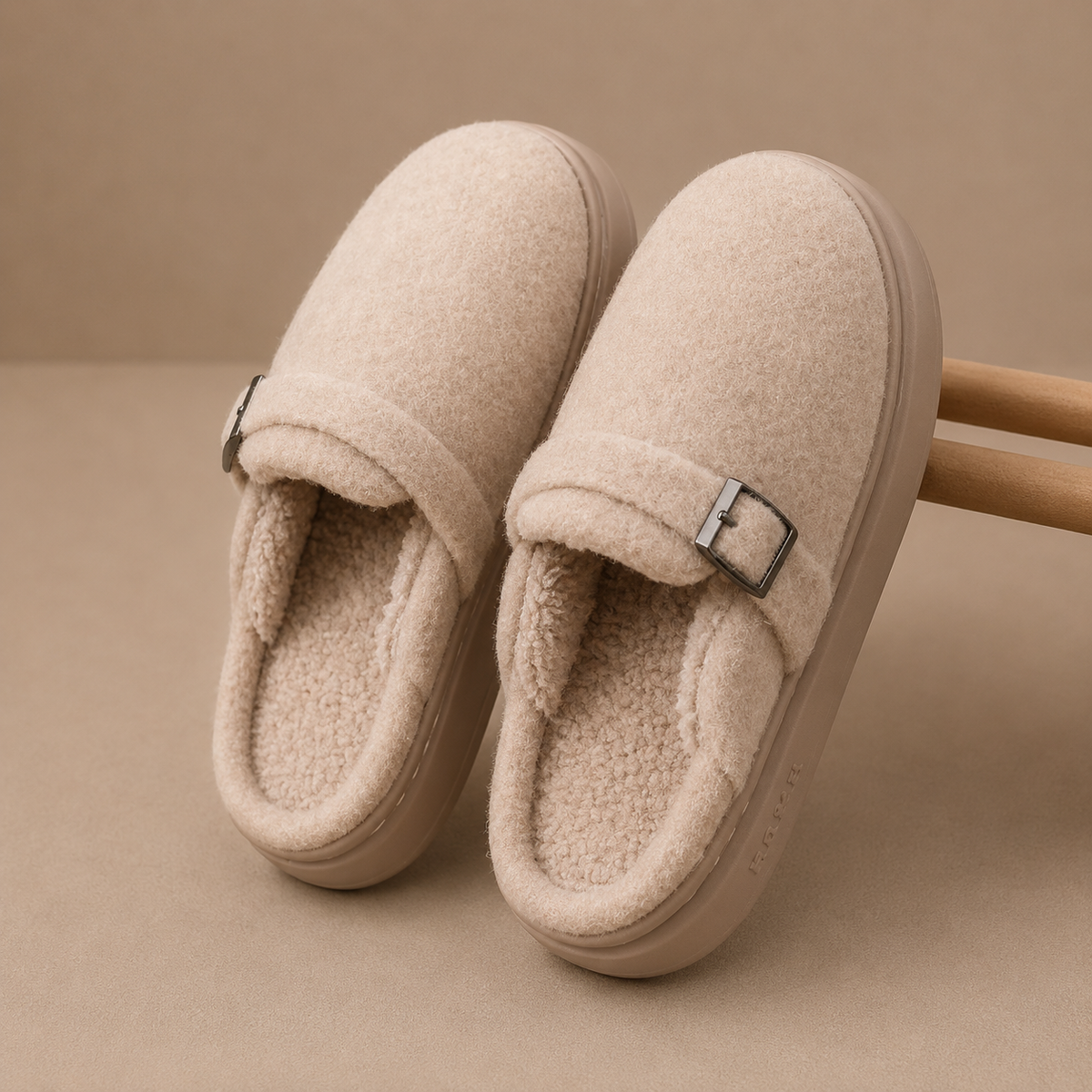 Women's Fleece Slippers – Buckle Closure, Cushioned Comfort – Home, Relaxation