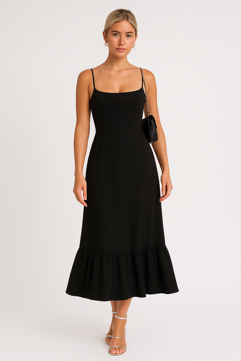 Square-Neck Midi Dress – Square Neck, Occasion Gown for Weddings & Events