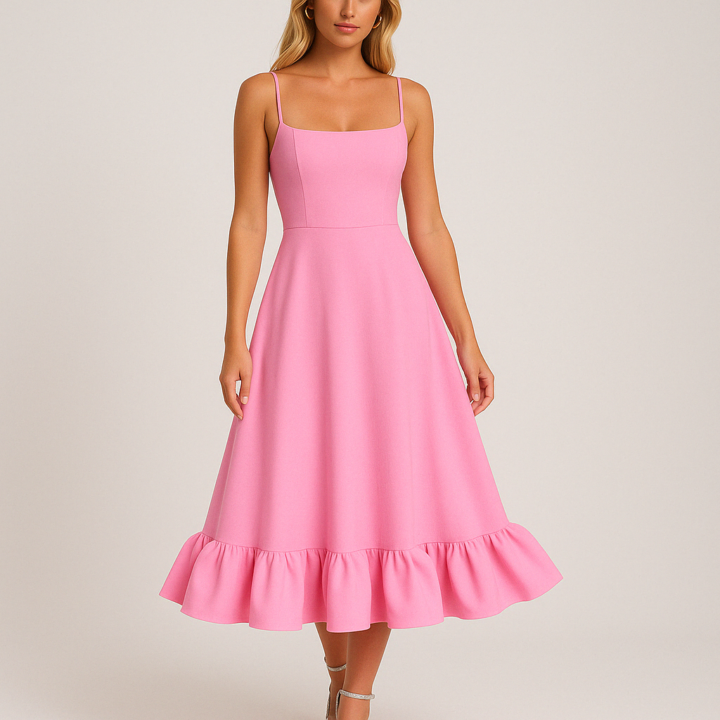 Square-Neck Midi Dress – Square Neck, Occasion Gown for Weddings & Events
