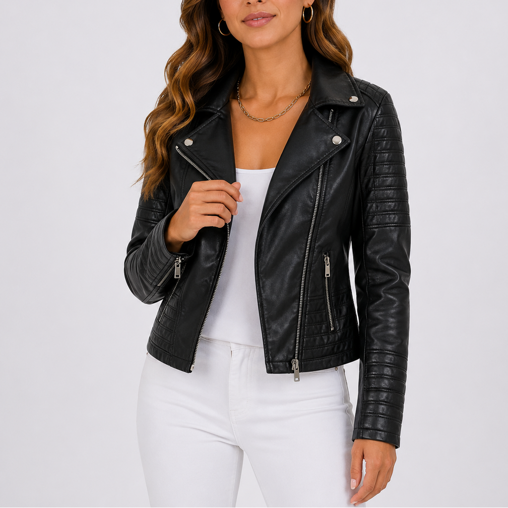 Women's Leather Biker Jacket – Casual Wear, Stylish Outfits