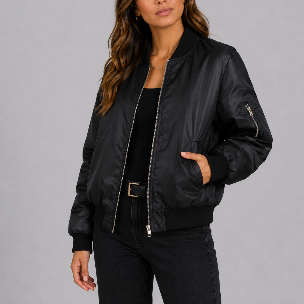 Women's Lightweight Bomber Jacket – Casual Wear, Daily Style